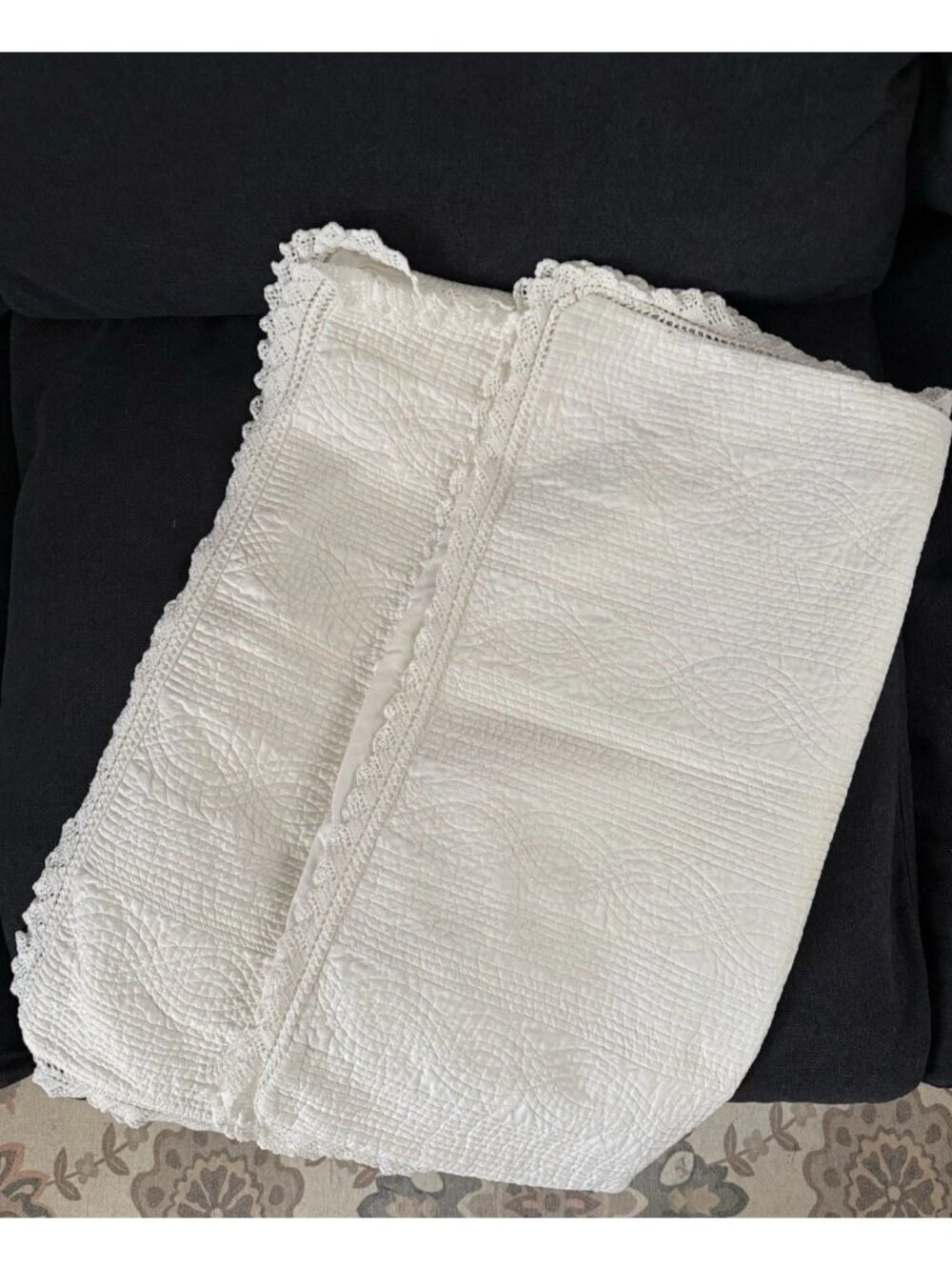 Vintage Ralph Lauren White Matelasse Crochet Quilted Large Pillow Shams 30x30 - Picture 5 of 9